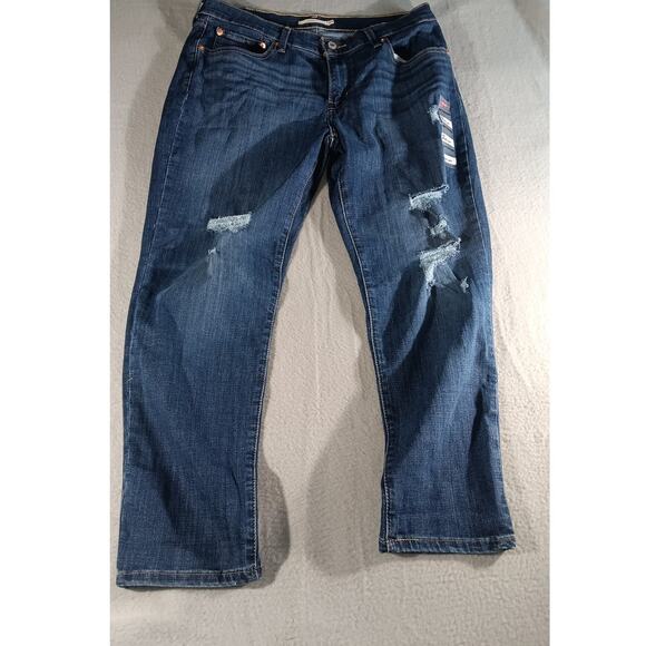Levi’s Boyfriend Jeans 30x27 Medium Wash Distressed Relaxed Fit Women’s - Picture 1 of 7